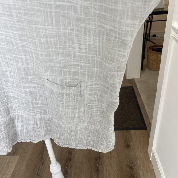 Colette Sz L Linen Top Blouse Short Sleeve Boxy Lagenlook Breathable Scoop Neck - Picture 3 of 12